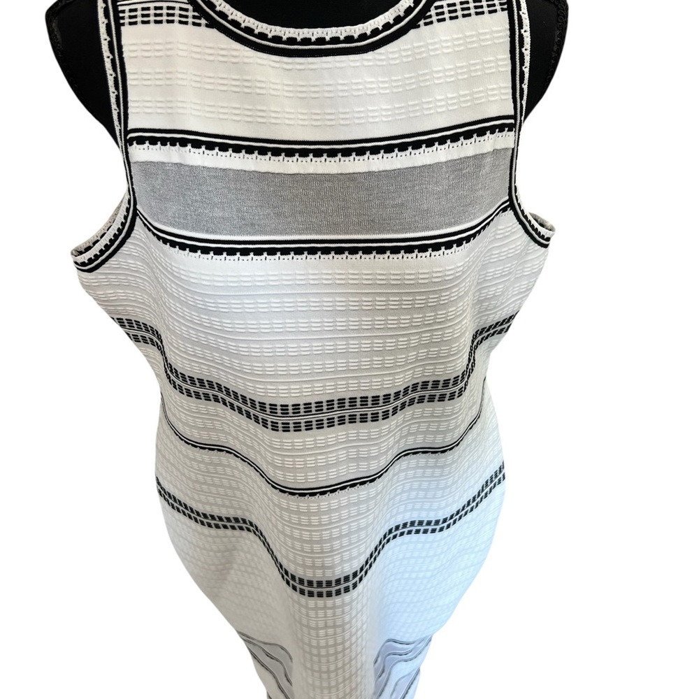 New with tags. Striped Sheer Panel High Neck Sleeveless Midi Sweater Dress XL - Picture 6 of 11